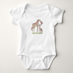 Giraffe and Her Calf Baby Bodysuit