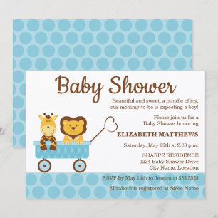 Giraffe and Lion Baby Shower Invitation