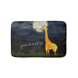Giraffe and Moon Custom Bath Mat