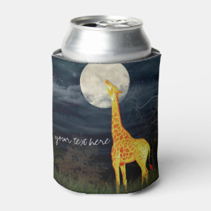 Giraffe and Moon   Custom Bottle Can Cooler
