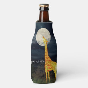 Giraffe and Moon   Custom Bottle Can Cooler