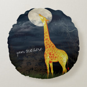 Giraffe and Moon   Custom Brushed Throw Pillow