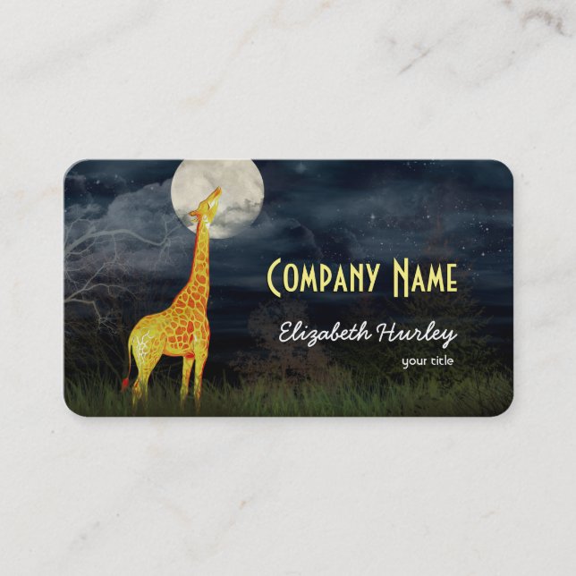 Giraffe and Moon | Custom Business Cards (Front)
