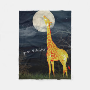 Giraffe and Moon   Custom Fleece Blanket