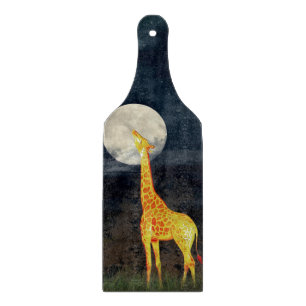 Giraffe and Moon Custom Glass Cutting Board