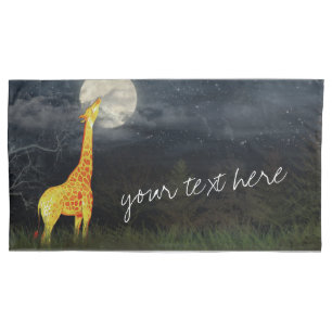Giraffe and Moon   Custom Pair of Pillowcases