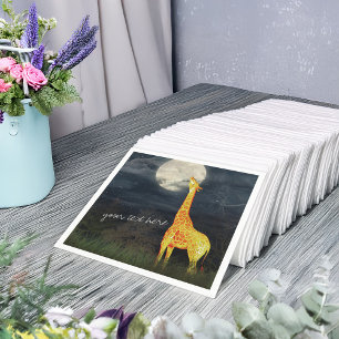 Giraffe and Moon   Custom Paper Napkins