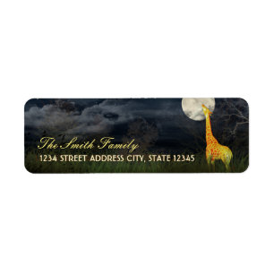 Giraffe and Moon   Custom Return Address Labels