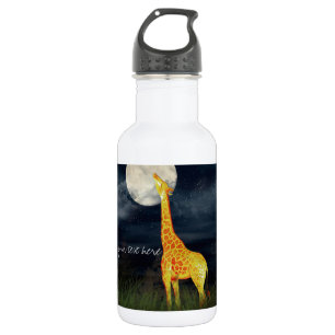 Giraffe and Moon   Custom Water Bottle
