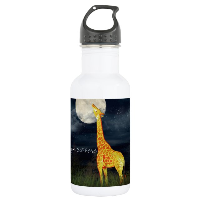 Giraffe and Moon | Custom Water Bottle (Front)