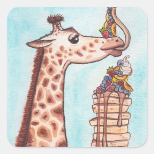 Giraffe and Pancakes Square Sticker