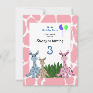 Giraffe Animal Birthday Invitation