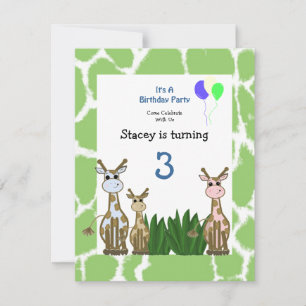 Giraffe Animal Birthday Invitation