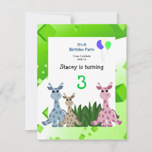 Giraffe Animal Birthday Invitation