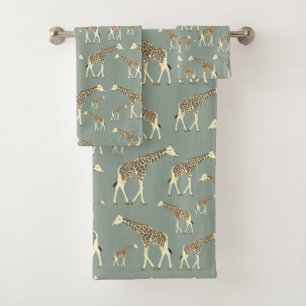 Giraffe Animal exotique Motif Sage Green