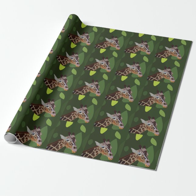 Giraffe Animal Illustration Wrapping Paper (Unrolled)