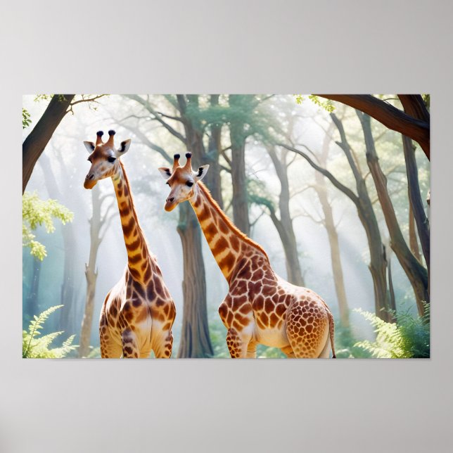 Giraffe Animal Nature Wildlife Affection Caring Poster (Front)