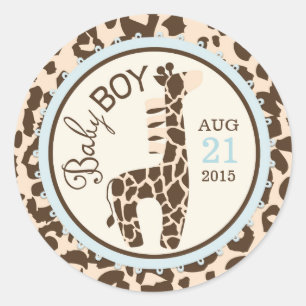 Giraffe Animal Print Baby Shower Label