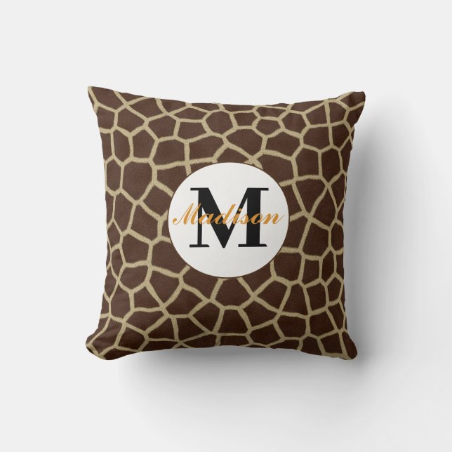 Giraffe Animal Print Personalized Throw Pillow (Front)