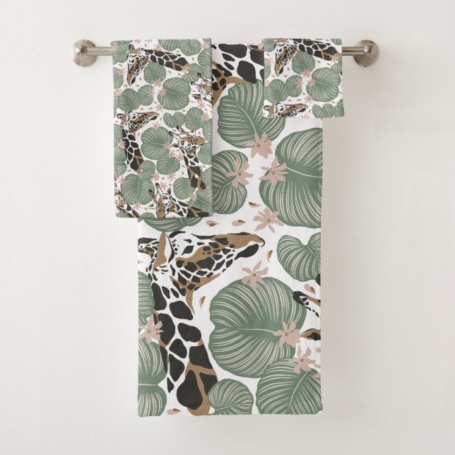 Giraffe Animal Tropical Feuilles Motif de la jungl (En situation)