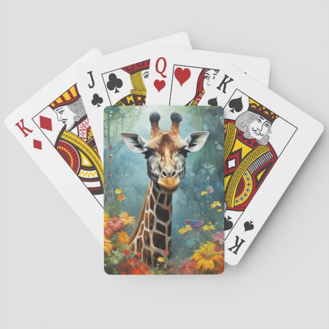 Giraffe Animal Wildlife Wilderness Colourful Print Playing Cards (Back)