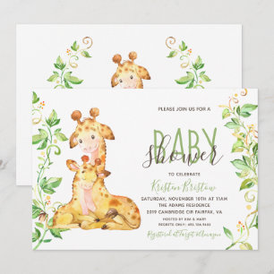 Giraffe Animals Baby Shower Invitation