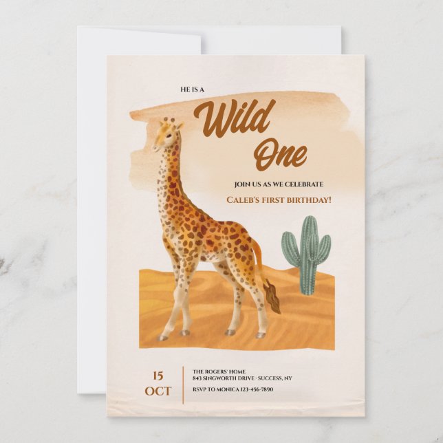 Giraffe Anniversaire Fête Invitation (Devant)