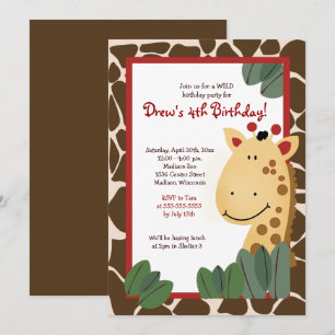 Giraffe Any Age Birthday Invitation