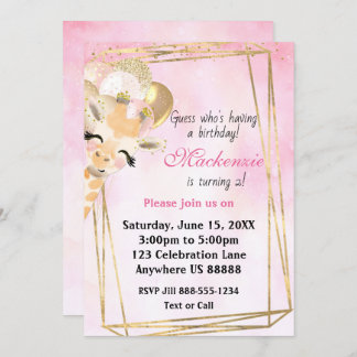Giraffe Any Age Birthday Invitation