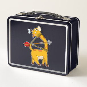 Giraffe Archer Arrow Bow Metal Lunch Box