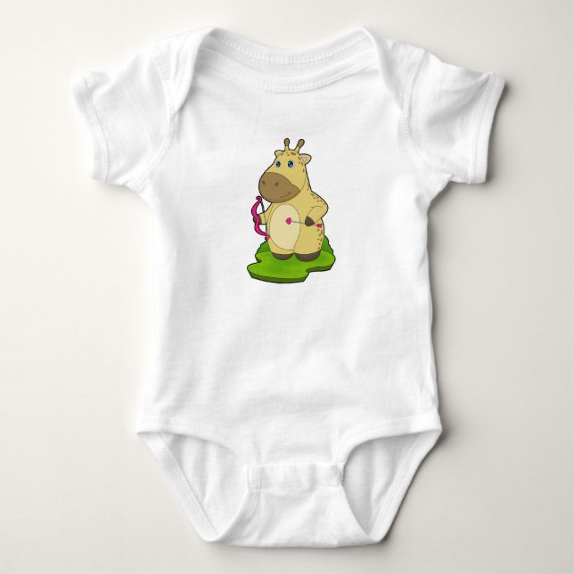 Giraffe Archer Bow Baby Bodysuit (Front)