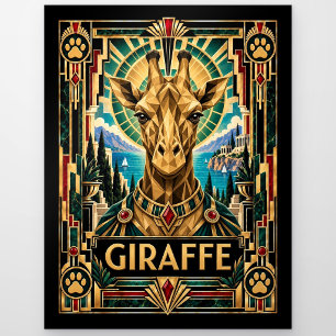 Giraffe, Art Deco Wildlife Postcard