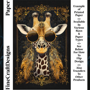 Giraffe, Art Nouveau, Gold CM4 Scrapbook Paper