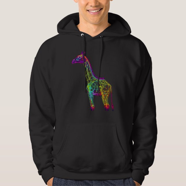 Giraffe Artwork  Animal Colourful Giraffe Hoodie (Front)