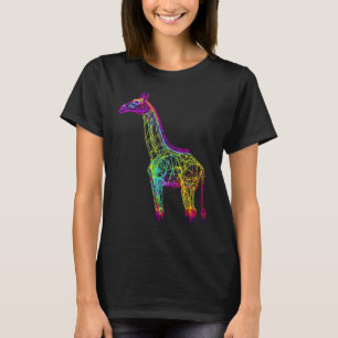 Giraffe Artwork  Animal Colourful Giraffe T-Shirt