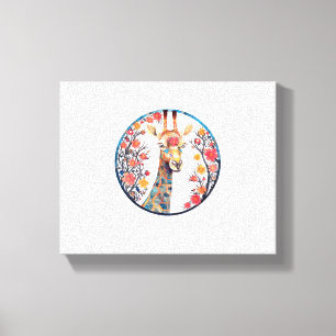 Giraffe Artwork Colourful - Church Blossom Animals Canvas Print