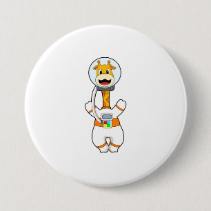 Giraffe as Astronaut in Costume 3 Inch Round Button