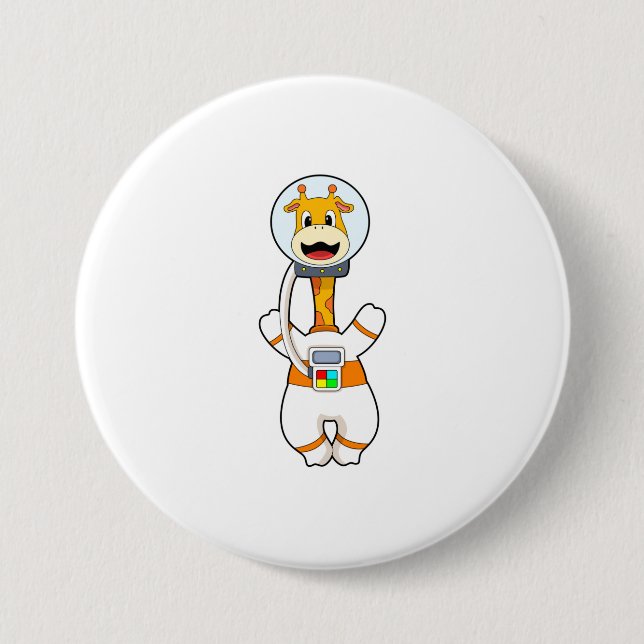 Giraffe as Astronaut in Costume 3 Inch Round Button (Front)