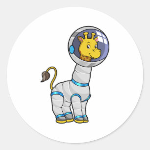 Giraffe as Astronaut in Glass sphere Classic Round Sticker