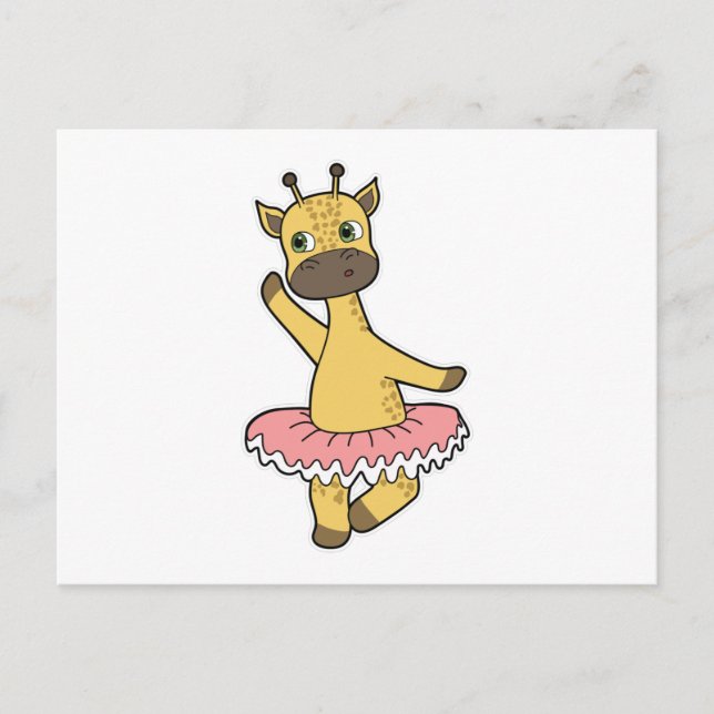 Giraffe as Ballerina at Ballet with Skirt Postcard (Front)