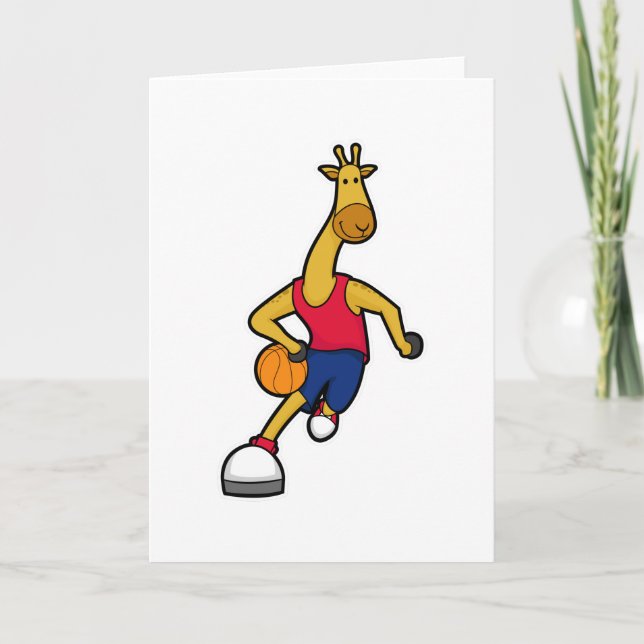 Giraffe as Basketball player with Basketball ball Card (Front)