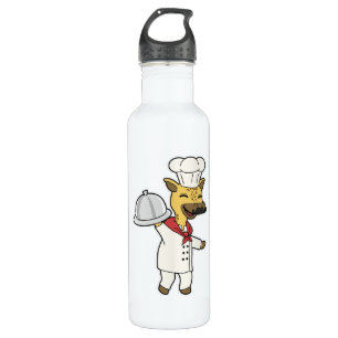 Giraffe as Chef with Cooking apron & Platter 710 Ml Water Bottle