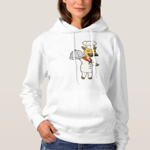 Giraffe as Chef with Cooking apron & Platter Hoodie
