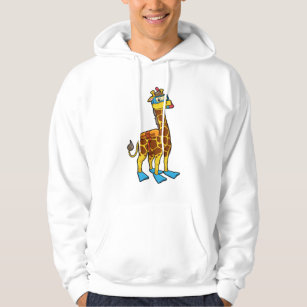 Giraffe as Diver with Swimming goggles & Flippers Hoodie