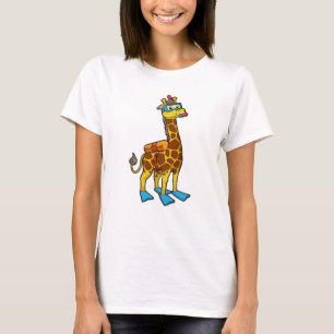 Giraffe as Diver with Swimming goggles & Flippers T-Shirt