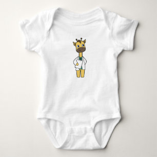 Giraffe as Doctor with Notepad Baby Bodysuit