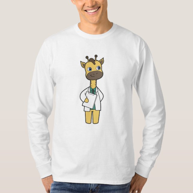 Giraffe as Doctor with Notepad T-Shirt (Front)