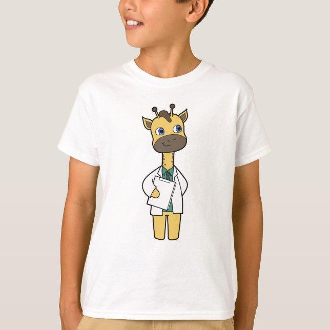 Giraffe as Doctor with Notepad T-Shirt (Front)