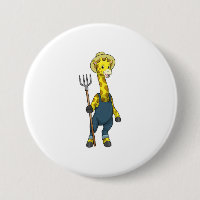 Giraffe as Farmer with Pitchfork