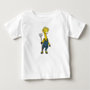 Giraffe as Farmer with Pitchfork Baby T-Shirt